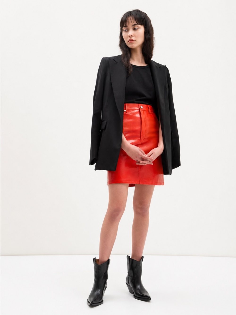 NWT Helmut Lang Orange Patent Leather Skirt